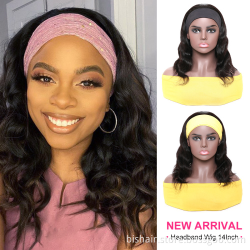 Wholesale Short Bob Headband Wigs for Woman Glueless Full Machine Body Wave Brazilian Human Hair HeadBand Wig Natural Colore